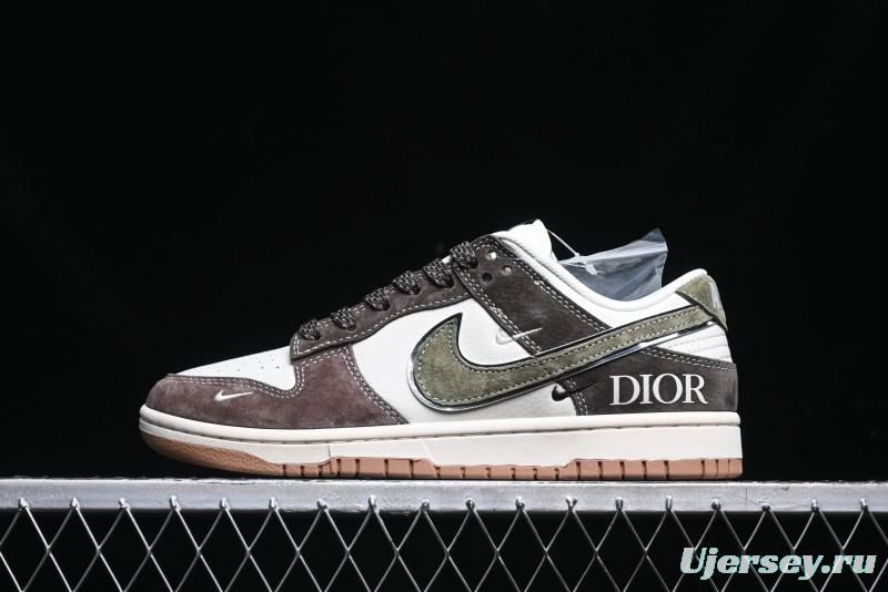 Nike SB Dunk Low Dior Collaboration - Chestnut Anniversary High-End Custom Low-Top Casual Sneakers - XS1086-007