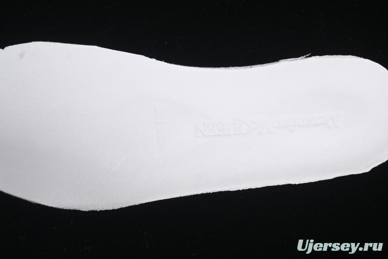 Alexander McQueen Oversized Sneakers with Mirror Silver Heel - White Leather Lace-Up Shoes