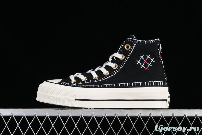 Converse All Star Lift Platform Sneakers with Daisy Stitch Detail - A08731C