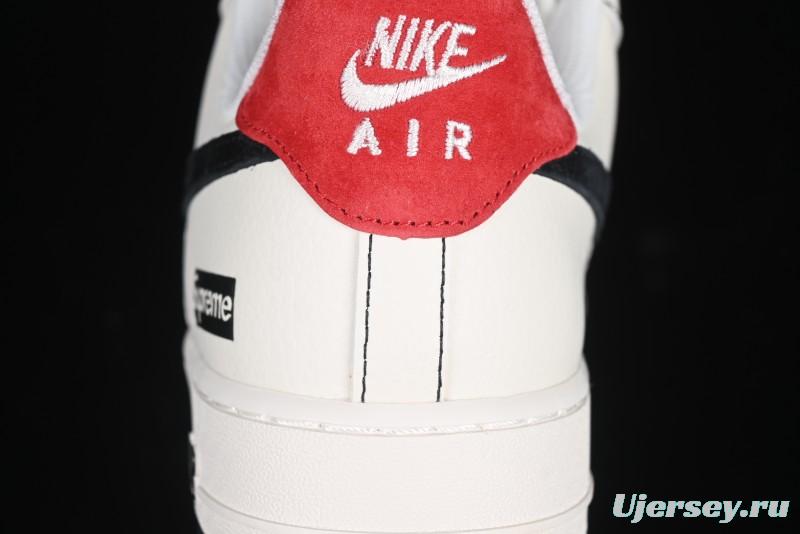Nike Air Force 1 '07 Low Supreme Collaboration Casual Sneakers in Beige Black Red - BB7518-019