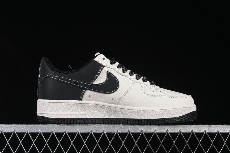Nike Air Force 1 '07 Low Stone Island x Supreme Collaboration Beige Black Patchwork Low-Top Casual Sneakers - HH7518-042