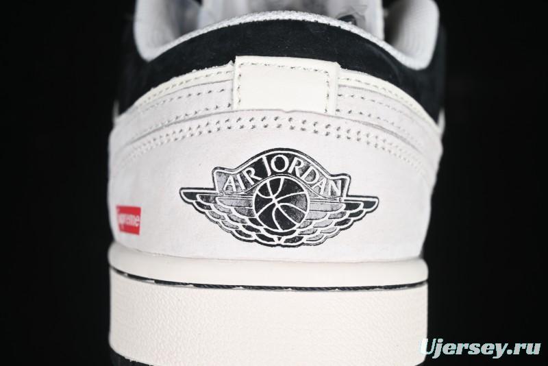Nike Air Jordan 1 Low Supreme Collaboration Spider Custom High-End Retro Basketball Shoes - XS6086-007