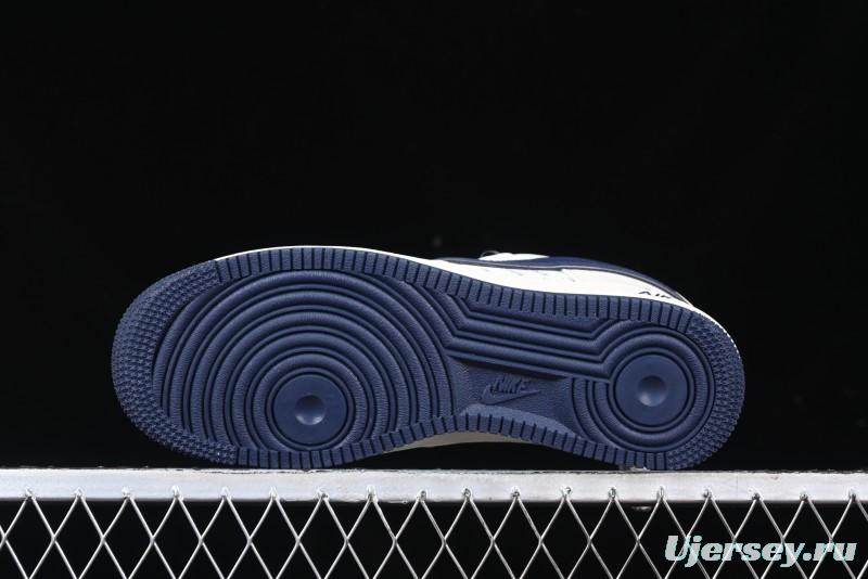 Nike Air Force 1 '07 Low Stussy Collaboration - Navy Blue & Off-White Low-Top Casual Sneakers - XZ3328-568