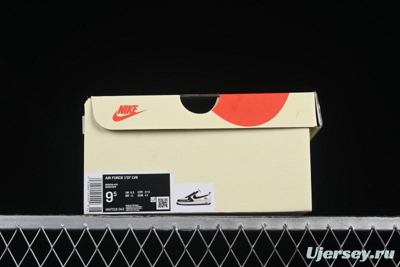Nike Air Force 1 '07 Low Stussy Collaboration Black Leather Low-Top Casual Sneakers - HH7518-045