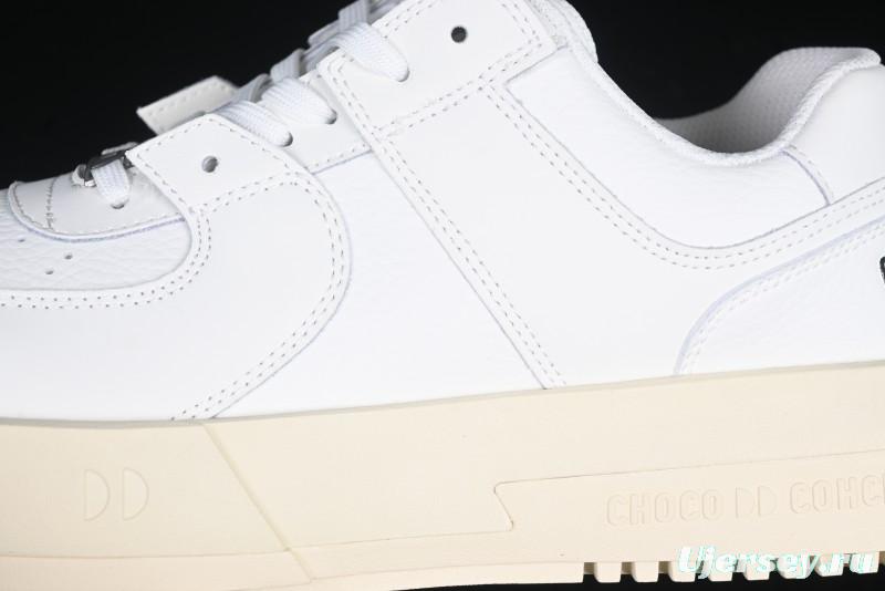 Choco Concert Leather Round Square Asymmetrical Fashion Sneakers White - AJE5