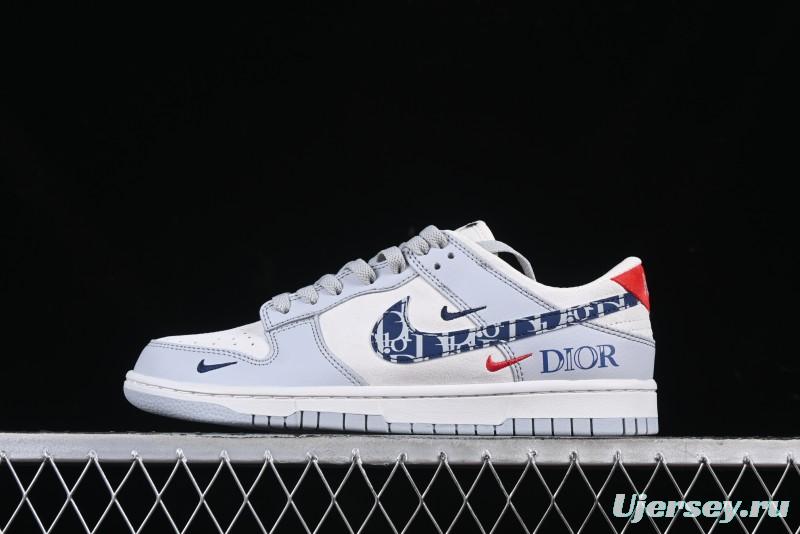 Nike SB Dunk Low Dior Collaboration Dark Blue Swoosh Anniversary High-End Custom Low-Top Casual Sneakers - DJ2024-126