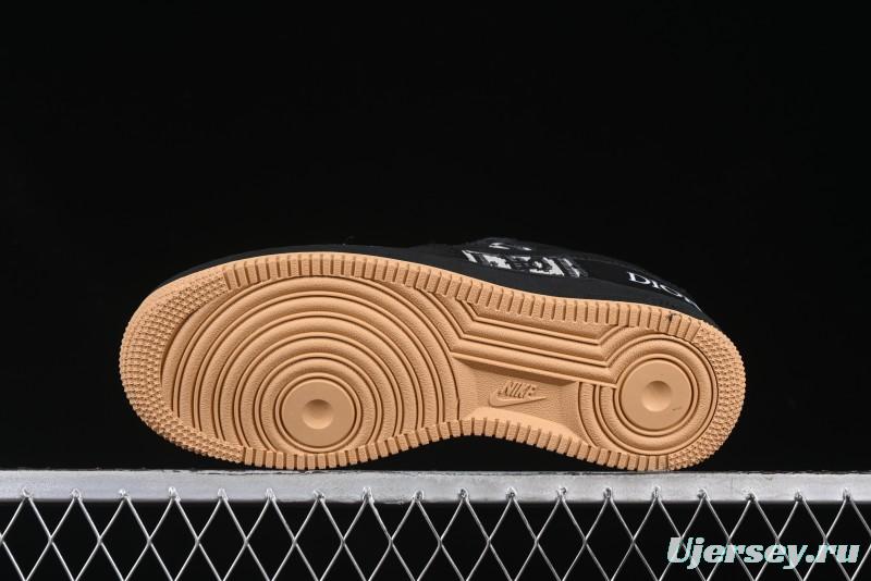 Nike Air Force 1 '07 Low Dior Collaboration Black Gum Knit Casual Sneakers - KK1988-058