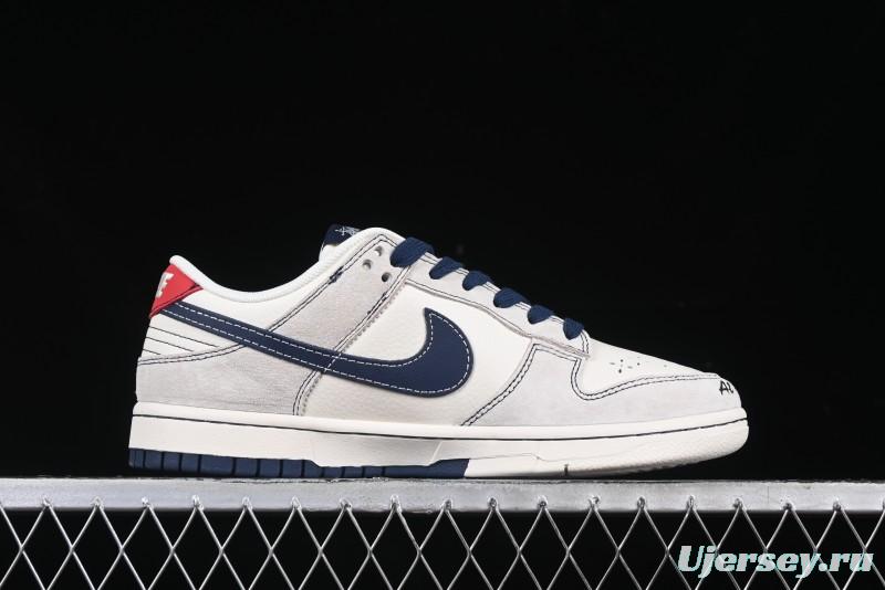 Nike SB Dunk Low Stussy Collaboration Embroidered Navy Swoosh Anniversary Custom Low-Top Casual Sneakers - MM1089-032