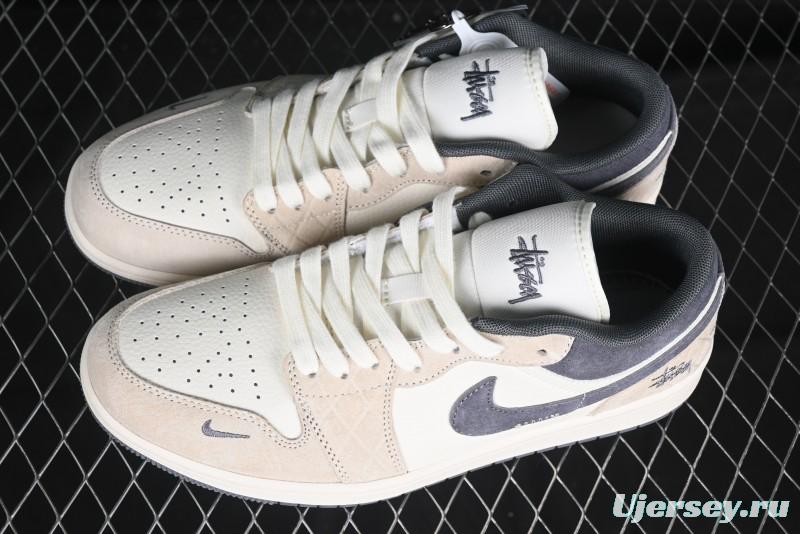 Nike Air Jordan 1 Low Stussy Collaboration Retro Basketball Shoes - DM9188-014