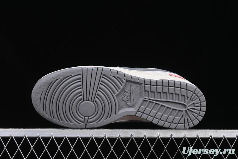Nike SB Dunk Low Supreme Collaboration Grey Swoosh Double Mini Swoosh Anniversary Custom Low-Top Casual Sneakers - XX2025-688