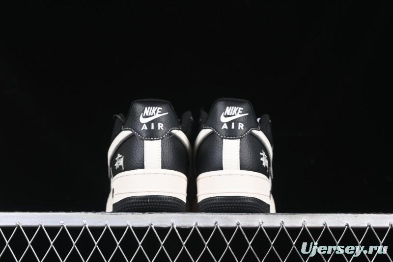 Nike Air Force 1 '07 Low Stussy Collaboration Black & White Swoosh Casual Sneakers - XZ6188-081