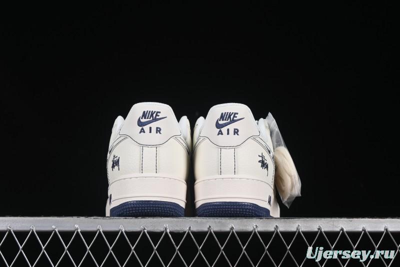 Nike Air Force 1 '07 Low Stussy Collaboration Grey Swoosh Casual Sneakers - HH7518-063