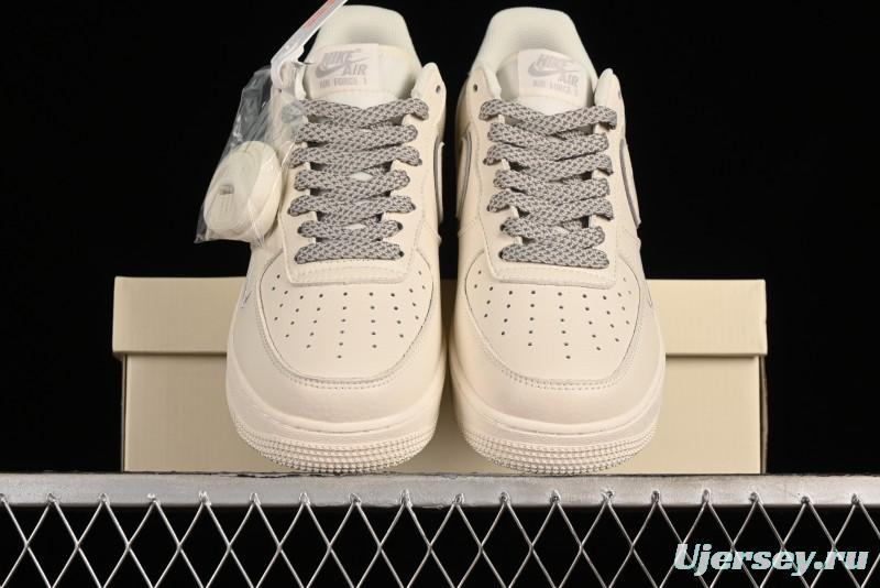 Nike Air Force 1 '07 Low Classic Grey Silver Swoosh Starry Sneakers - MJ0319-023