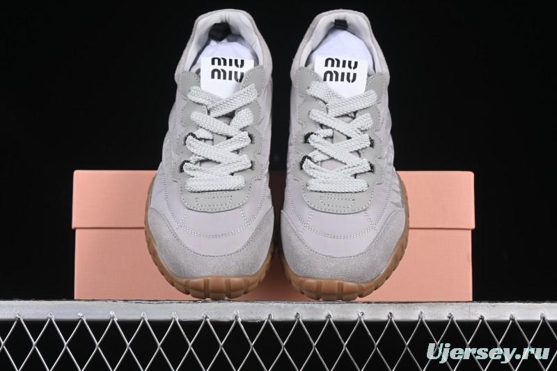 Miu Miu Suede Round Toe Lace-Up Low Top Women's Casual Shoes - 99D4