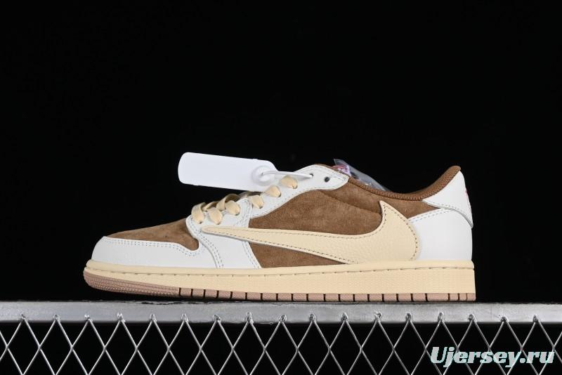 Nike Travis Scott x Air Jordan 1 Low OG AJ1 Reverse Swoosh Sneakers - DM7866-106