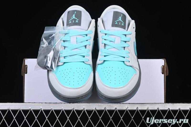 Nike Air Jordan 1 Low AJ1 Patent Leather Grey Green Casual Sneakers - HQ3599-025