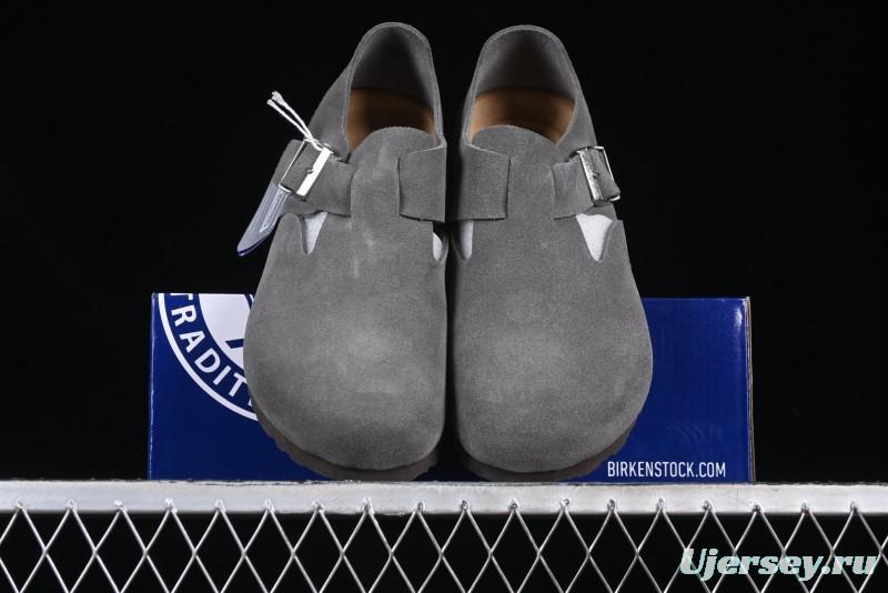 Birkenstock London BS Unisex Slip-On Comfort Shoes with Soft Suede Leather and Lambswool Insole - BS