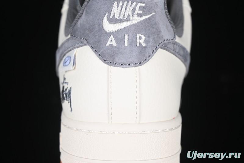 Nike Air Force 1 '07 Low Stussy Collaboration - Grey Swoosh Casual Sneakers - XZ6188-256