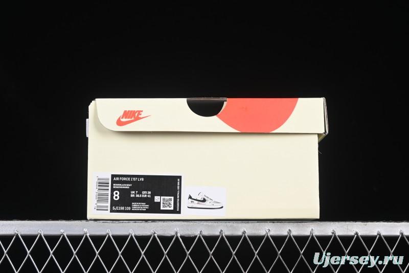 Nike Air Force 1 '07 Low Stussy Collaboration Beige Black Drawstring Casual Sneakers - SJ1198-109