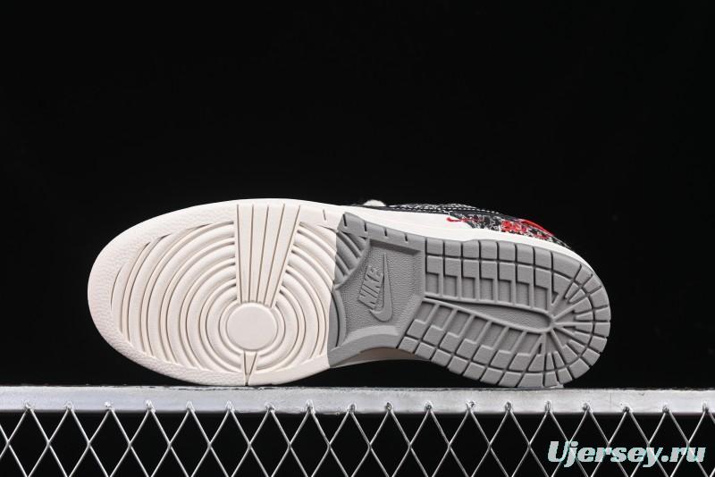 Nike SB Dunk Low Year of the Snake Series Snake Scale Black Swoosh Custom Low-Top Casual Skate Shoes - YX5066-272