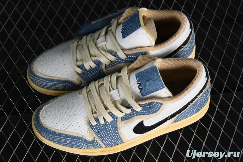 Nike Air Jordan 1 Low SE "WRMK" AJ1 Sashiko Stitch Low-Top Casual Sneakers - FN7670-493