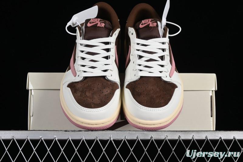 Nike Travis Scott x Air Jordan 1 Low OG AJ1 Reverse Swoosh Sneakers - DZ4137-206