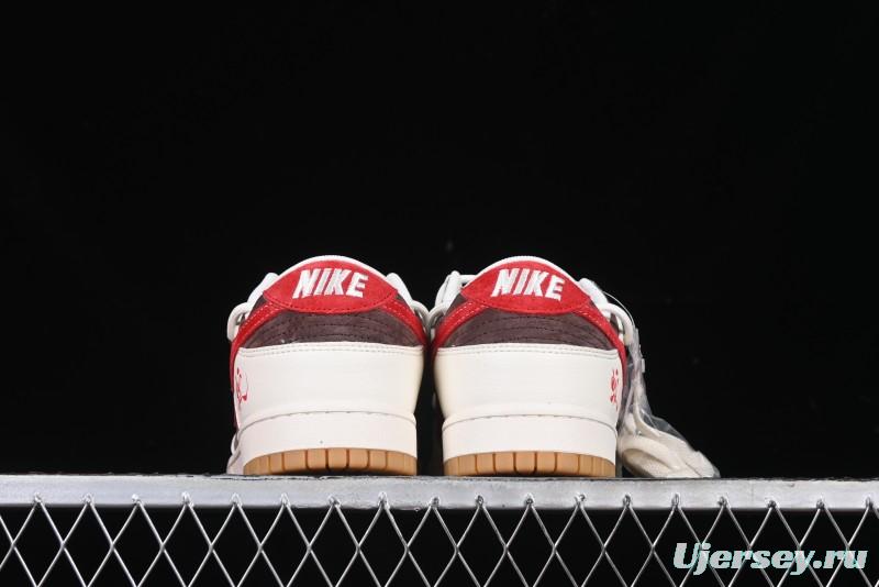 Nike SB Dunk Low Year of the Snake Series - Lace-Up Red Hook Anniversary High-End Custom Low-Top Casual Skate Shoes - YX5066-266