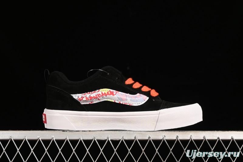 Vans Classics Knu Skool Retro Sneakers with Embroidered Graffiti Design and Thick Tongue - VN000CS00ZB