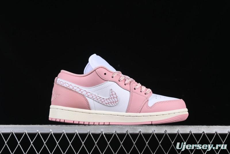 Nike Air Jordan 1 Low AJ1 Custom White Pink Low-Top Casual Lifestyle Sneakers - DC0774-162