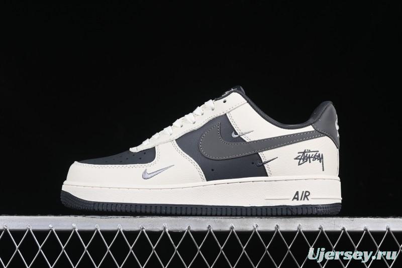 Nike Air Force 1 '07 Low Stussy Collaboration - Light Grey Triple Swoosh Low-Top Casual Sneakers - KK1988-037