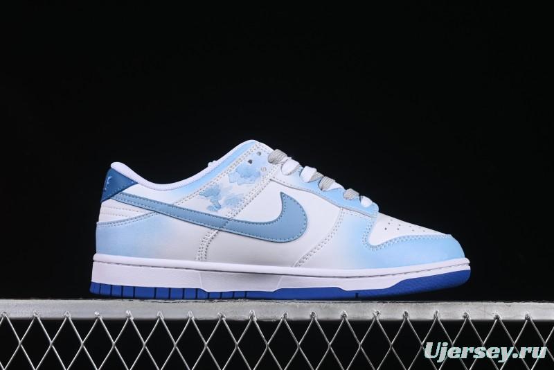 Nike Dunk Low Blue and White Porcelain Theme Casual Sneakers - DV0831-104