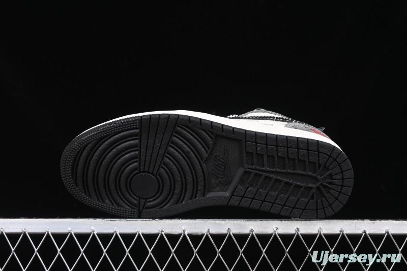 Nike Air Jordan 1 Low Retro Basketball Shoes with Custom Stussy Grey Snake Design - FC1688-202