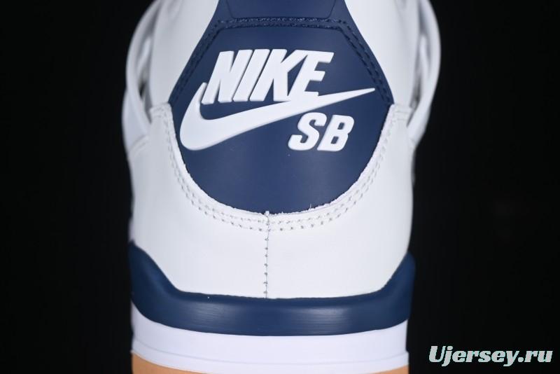 Nike SB x Air Jordan 4 Retro "Navy" White Blue Basketball Shoes - DR5415-100