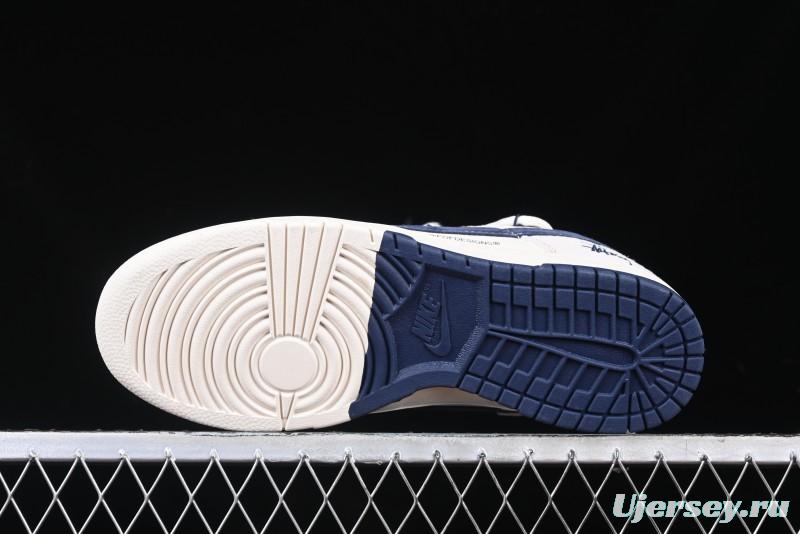 Nike SB Dunk Low Stussy Anniversary Edition High-End Custom Sneakers with Lace-Up Design in Grey White and Navy - YX5066-240