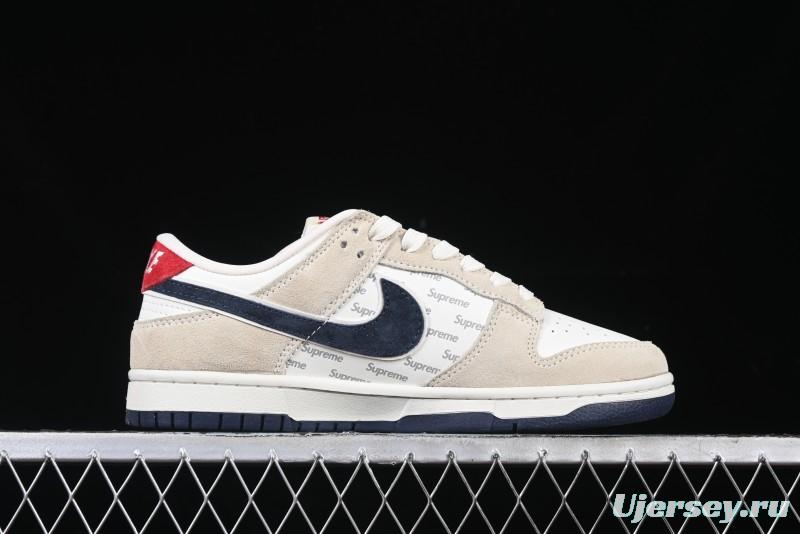 Nike SB Dunk Low Supreme Collaboration - Cream Coffee Anniversary High-End Custom Low-Top Casual Skate Shoes - AG3702-850