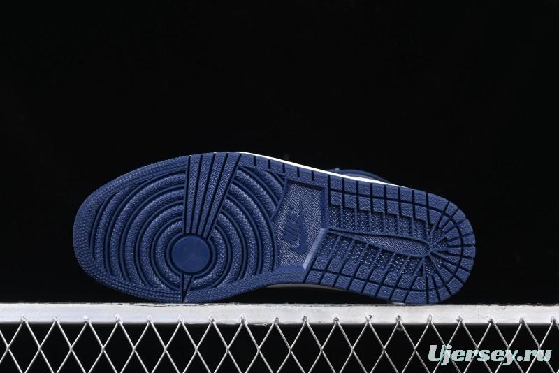 Nike Air Jordan 1 High OG "Midnight Navy" Basketball Shoes with Full Leather Construction - DZ5485-401