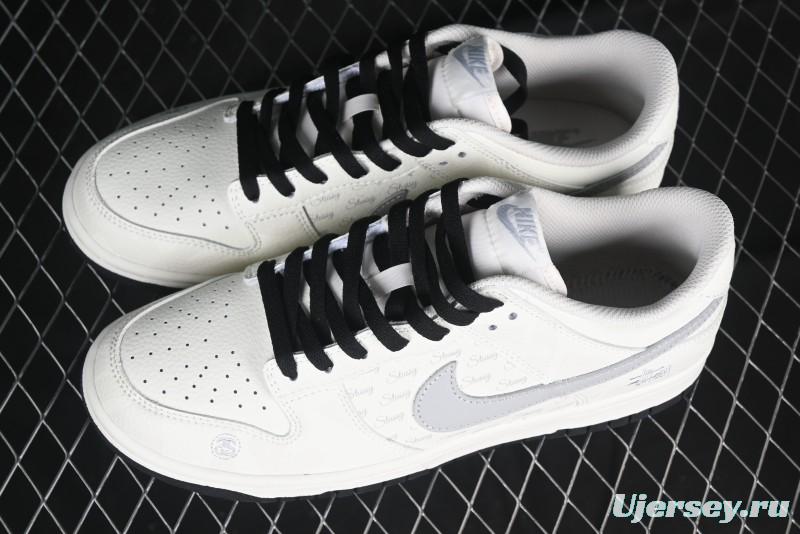 Nike SB Dunk Low Stussy Collaboration Barcode Embroidery Grey Hook Anniversary Custom Low-Top Casual Skate Shoes - DJ2024-054