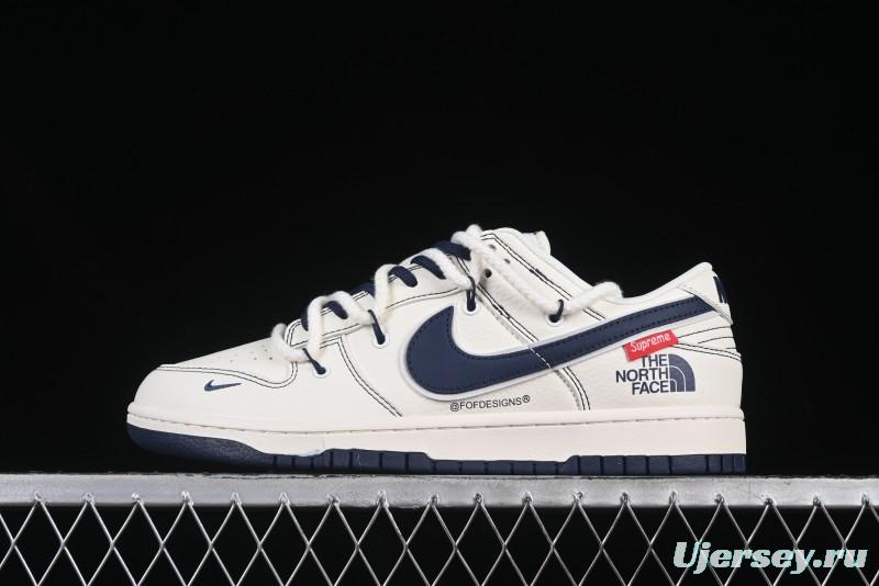Nike SB Dunk Low The North Face x Supreme Triple Collaboration Strap White with Blue Swoosh Anniversary Custom Low-Top Casual Skate Shoes - YC5066-262