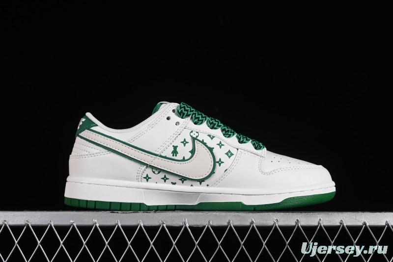 Nike SB Dunk Low LV Collaboration - Beige Green Violent Bear Anniversary High-End Custom Low-Top Casual Skate Shoes - SJ2068-241