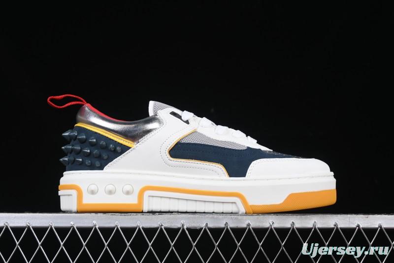 Christian Louboutin Funnyto Flat Comfortable Fashion Low-Top Sneakers in White Yellow Red - X.D4