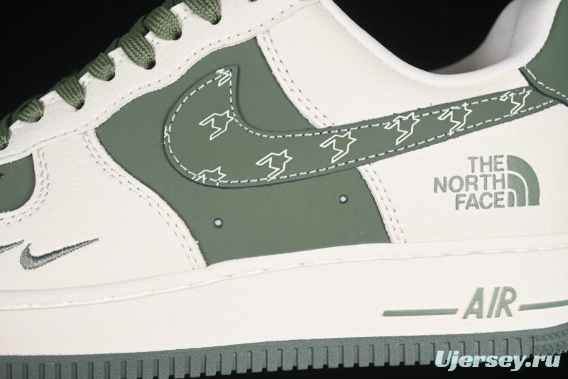 Nike Air Force 1 '07 Low The North Face Collaboration Beige Green Mini Swoosh Casual Sneakers - KK1988-043