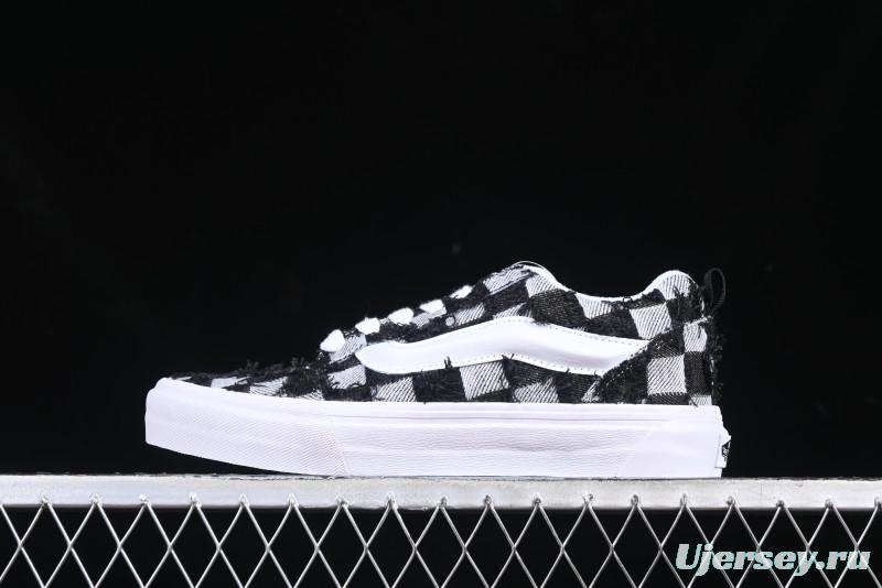 Vans Knu Skool Checkerboard Washed Denim Low-Top Casual Skate Shoes - VN000CS0239