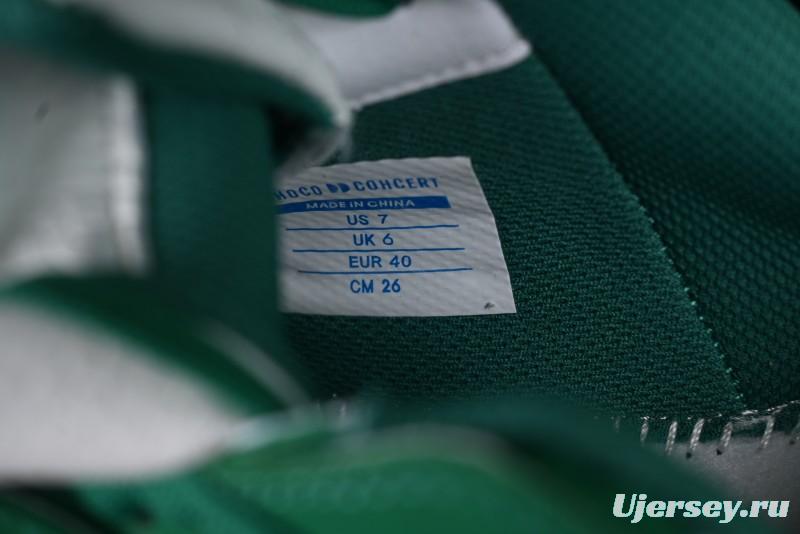 Choco Concert Leather Round Square Asymmetric Fashion Sneakers White Green - AJE5