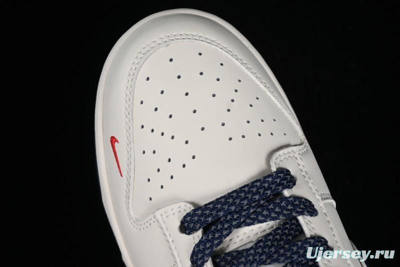 Nike Supreme x SB Dunk Low Balenciaga Collaboration - Off White Blue Canvas Anniversary High-End Custom Low-Top Casual Sneakers - XX2025-310