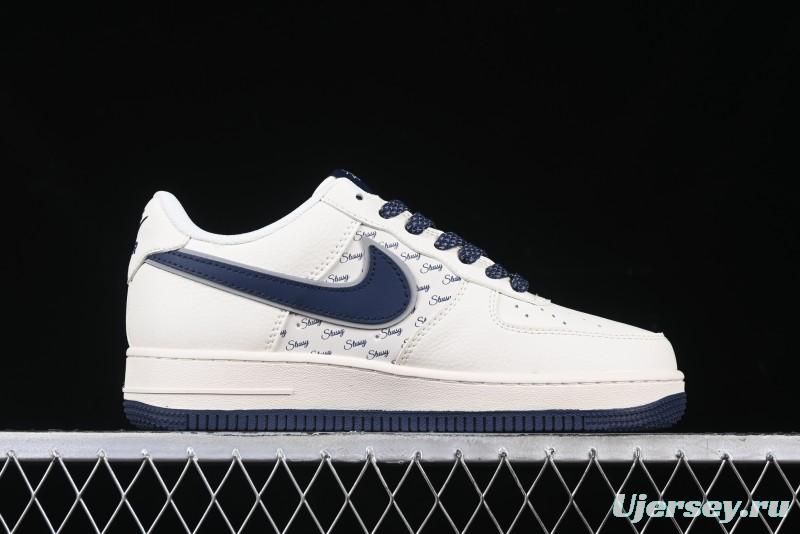 Nike Air Force 1 '07 Low Stussy Collaboration - Navy Blue & Off-White Low-Top Casual Sneakers - XZ3328-568