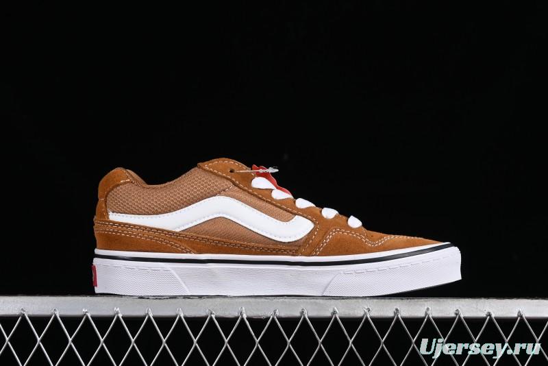 Vans Caldrone Classic American Retro Skate Shoes in Brown Orange - VN000CXZ1OU