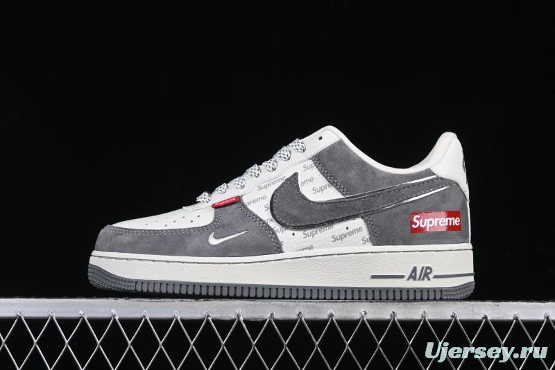 Nike Air Force 1 '07 Low Supreme Collaboration Grey Swoosh Red Tab Low-Top Casual Sneakers - CH6336-510