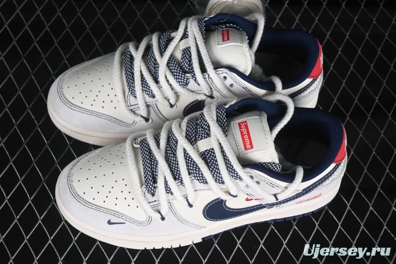 Nike SB Dunk Low Supreme Collaboration Strap Pig Eight Blue Hook Anniversary High-End Custom Low-Top Casual Skate Shoes - YX5066-235