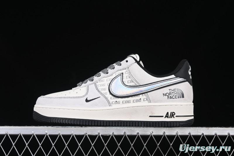 Nike Air Force 1'07 Low The North Face Collaboration - Grey Black Reflective Swoosh Casual Sneakers - DM6688-007