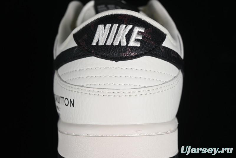 Nike Dunk Low LV Collaboration - Monogram Beige Black Hook SB Low Top Casual Skate Shoes - FC1688-189